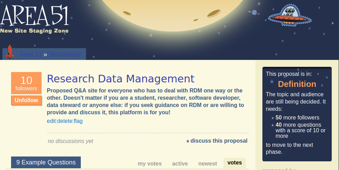 Launch of (the proposal for) the RDM StackExchange